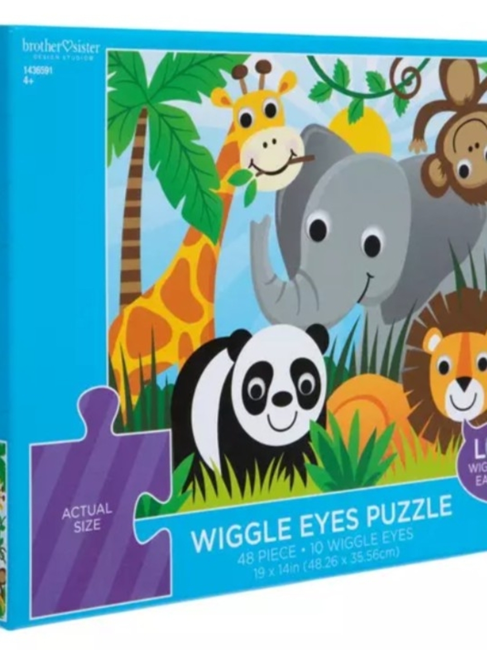 Blue Wiggle Eyes Puzzle - Kids Jungle Animals (Blue)